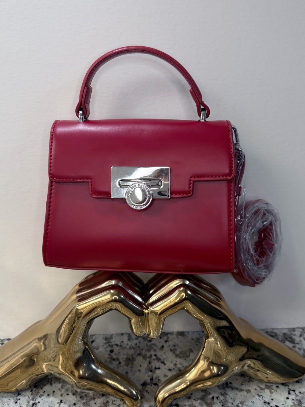 Ted Baker London Lili Red Top-Handle Satchel with Silver Hardware